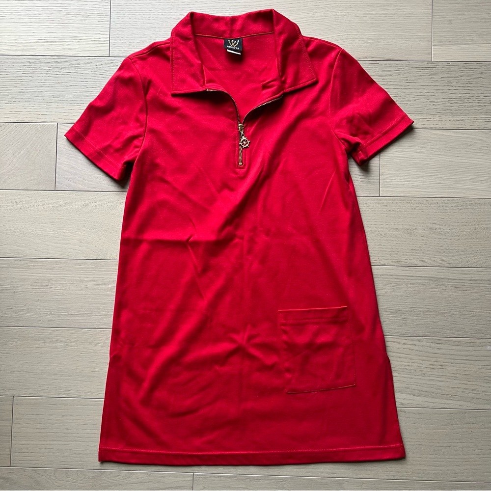 90’s Wearabouts Red Vintage Quarter-Zip mini Dress nautical sailor